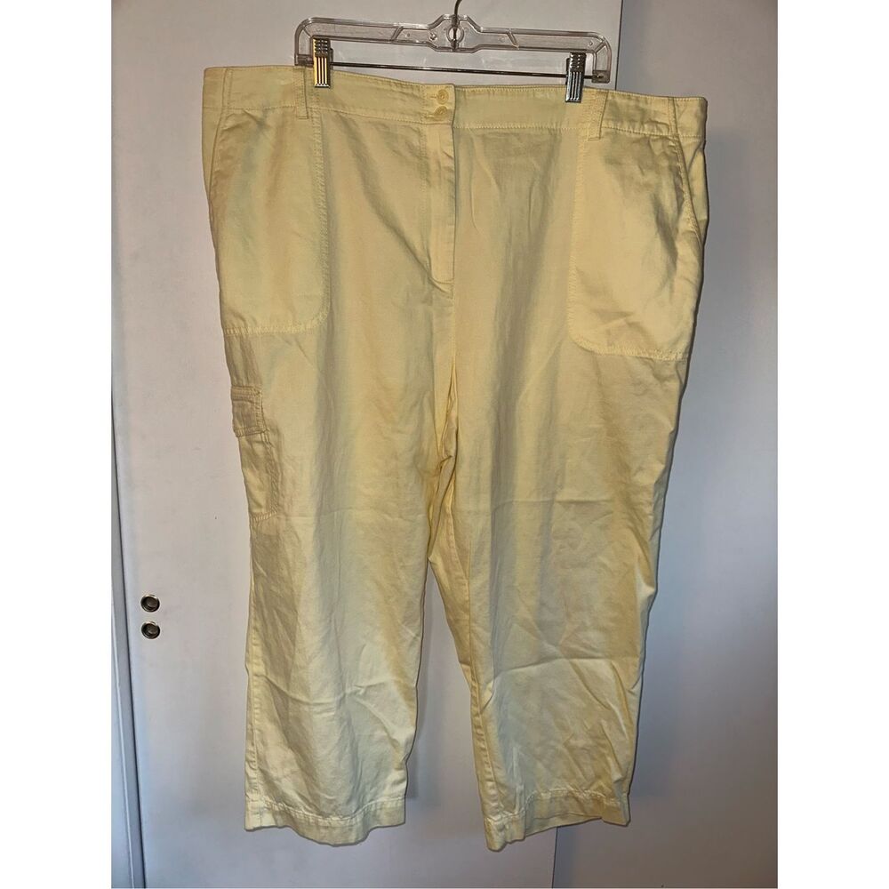 Talbots Women’s Linen Blend Super Soft Cargo Pants Yellow 24W EUC